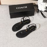 5A Women's Black Leather Thong Sandals