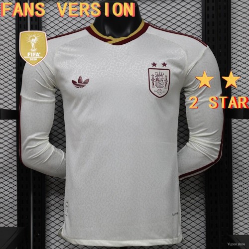 Original 2026 FIFA World Cup Spain Winner Away Fans Version Long Sleeve Jersey