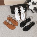 5A Women's White Leather Thong Sandals