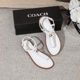 5A Women's White Leather Thong Sandals