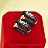 5A Enamel Monogram Huggie Hoop Earrings