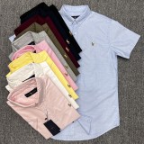 5A Multicolored Embroidery Pony Men's Oxford Short Sleeve Shirt