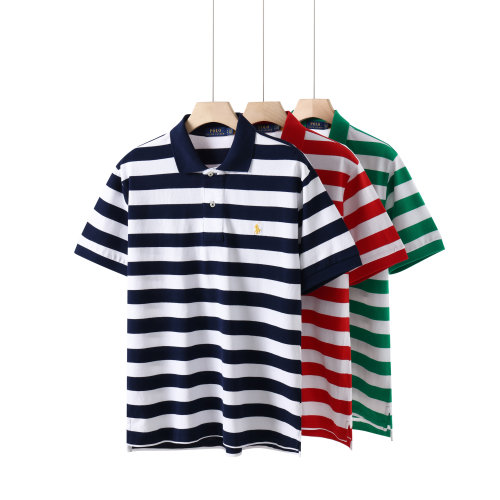 5A Men's Classic Fit Striped Short Sleeve Polo Shirt