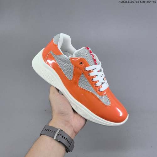 5A America's Cup Orange Patent Leather Gray Mesh White Sole Sneaker