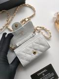 Original A8937 Classic Flap Card Holder On Chain White Caviar Gold‑Tone Hardware