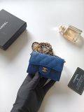 Original A8937 Classic Flap Card Holder On Chain Royal Blue Caviar Gold‑Tone Hardware