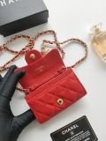 Original A8937 Classic Flap Card Holder On Chain Red Caviar Gold‑Tone Hardware