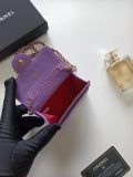 Original A8937 Classic Flap Card Holder On Chain Lavender Lambskin Gold‑Tone Hardware