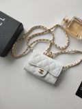 Original A8937 Classic Flap Card Holder On Chain White Caviar Gold‑Tone Hardware
