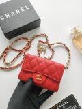 Original A8937 Classic Flap Card Holder On Chain Red Caviar Gold‑Tone Hardware