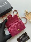 Original A8937 Classic Flap Card Holder On Chain Pink Caviar Gold‑Tone Hardware
