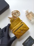 Original A8937 Classic Flap Card Holder On Chain Brown Lambskin Gold‑Tone Hardware