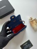 Original A8937 Classic Flap Card Holder On Chain Royal Blue Caviar Gold‑Tone Hardware