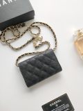 Original A8937 Classic Flap Card Holder On Chain Black Caviar Gold‑Tone Hardware