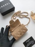 Original A8937 Classic Flap Card Holder On Chain Light Beige Caviar Gold‑Tone Hardware