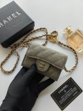 Original A8937 Classic Flap Card Holder On Chain Grey Caviar Gold‑Tone Hardware