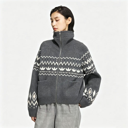5A knitted cardigan women's coat wool 18.4% cotton wool