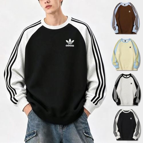 5A Men's 320 Gsm Patchwork Embroidered Logo Crew Neck Sweatshirt