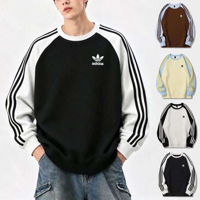 5A Men's 320 Gsm Patchwork Embroidered Logo Crew Neck Sweatshirt