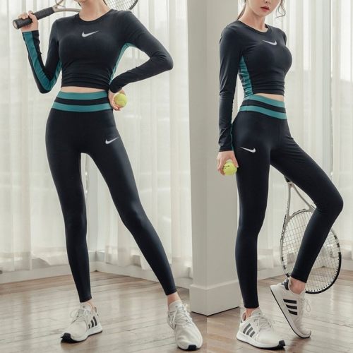 5A Women's Quick Dry High Rise Butt Lifting Fitted Yoga Wear Tracksuit 100% Cotton Top With Built-in Bra Black