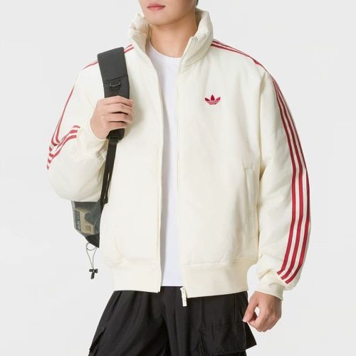 5A Winter Men's Embroidered Logo Padded Jacket Oxford Cloth Waterproof White