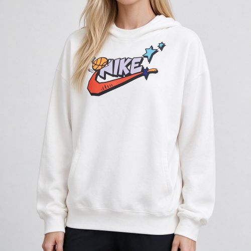 5A Winter Women's Vintage Cartoon Basketball Print 420 Gsm Mink Fleece Loose Fit Crew Neck Sweatshirt