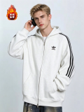 5A Men's Embroidered Logo 420G Poly-cotton Fleece Cardigan Fleece Lined Hoodie