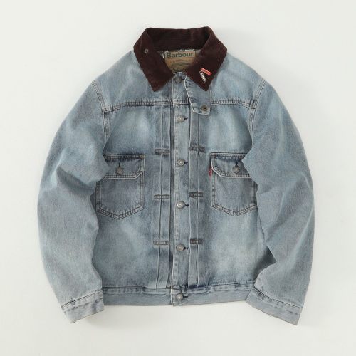 5A Collab Men's Corduroy Collar Loose Fit Denim Jacket