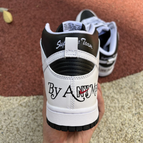 SUPREME X NIKE SB DUNK HIGH QS BY ANY MEANS WHITE BLACK