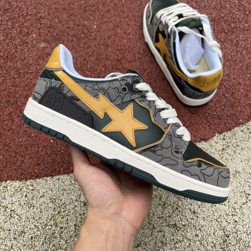 A Bathing Ape Bape SK8 Sta Grey Mustard Yellow