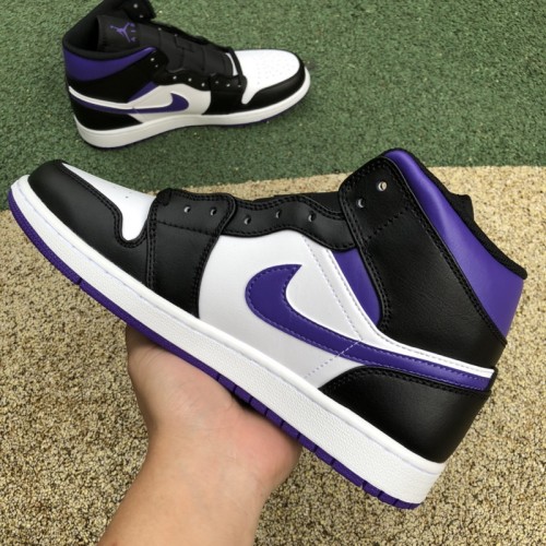 Jordan 1 Mid White Black Purple