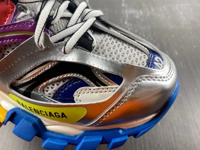 Bale*ciaga Track Leather Free White Silver Multi