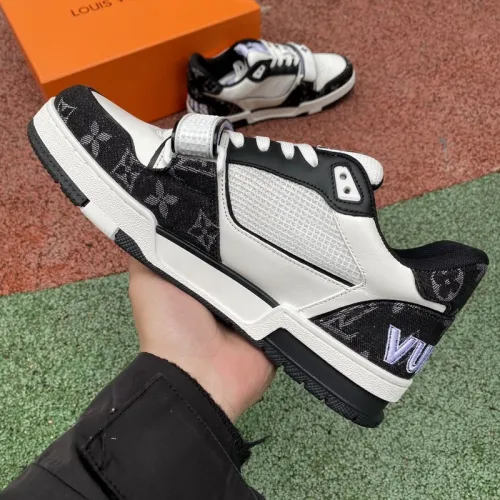 Louis Vuitton Trainer Velcro Strap Monogram Denim Black White