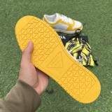 Prada Downtown Low Top Sneakers Leather White Yellow Sun