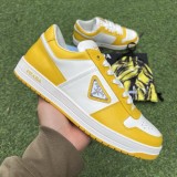 Prada Downtown Low Top Sneakers Leather White Yellow Sun