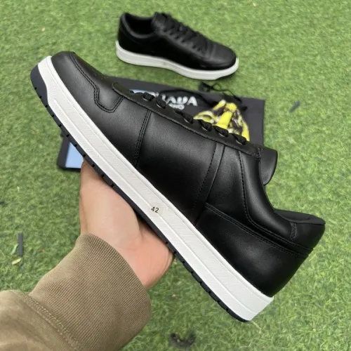 Prada Downtown Low Top Sneakers Leather Black Black White