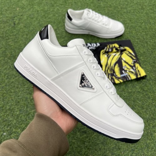 Prada Downtown Low Top Sneakers Leather White White Black