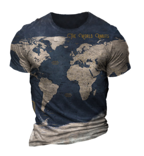 Men's Outdoor Tactical Retro World Map Tactical T-Shirt