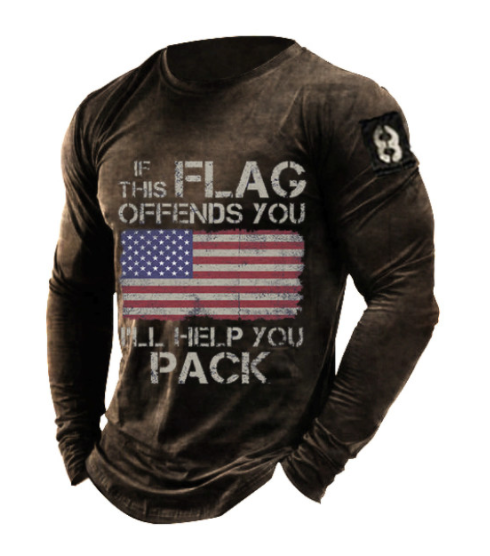 Mens American Flag Offends Vintage Slim Fit Muscle T-Shirts