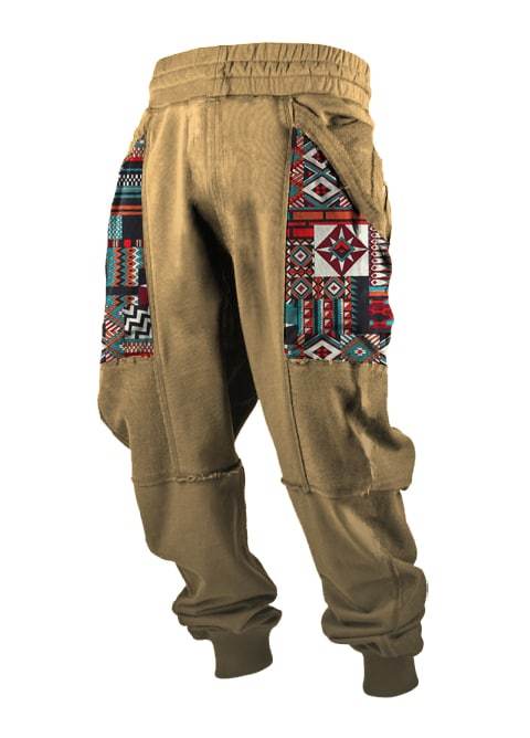Men's Outdoor Vintage Western Ethnic Pattern Pocket Casual Pants