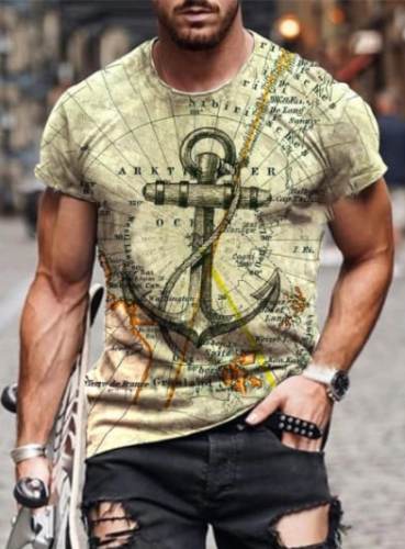 Designer Map Anchor Print T-shirt