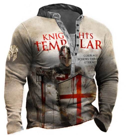 Men's Knight Templar Vintage Henley Tactical Shirt