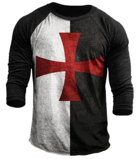 Men's Patchwork Long Sleeve Crew Neck T-Shirt