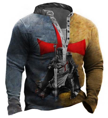 Men's Knight Templar Vintage Henley Tactical Shirt