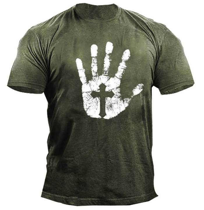 Men's Palm Cross Print Cotton T-Shirt