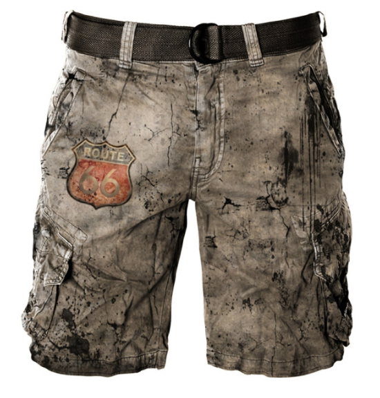 Mens outdoor tactical retro route 66 printed short