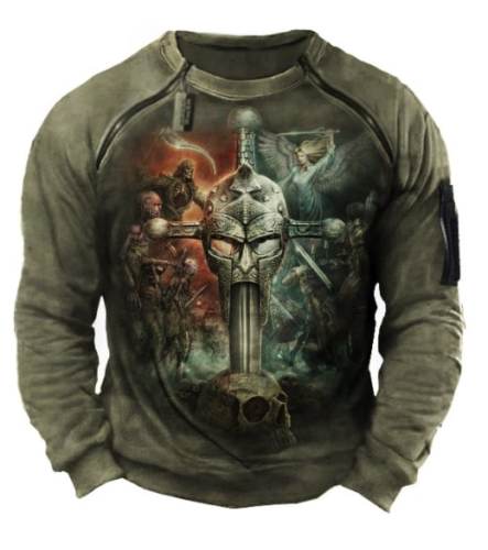 Men's Outdoor Gothic Rock Heavy Metal Apocalypse Black Tactical Sweatshirt