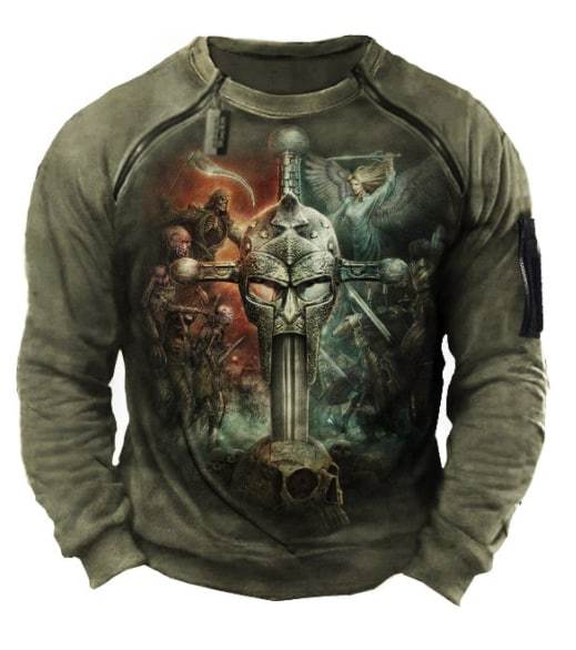 Men's Outdoor Gothic Rock Heavy Metal Apocalypse Black Tactical Sweatshirt