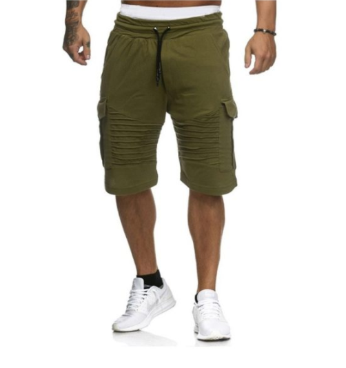 Men's Pleated Tie Solid Outdoor Shorts
