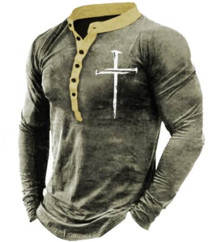 Men's Outdoor Cross Jesus Faith Tactical Henry Shirt
